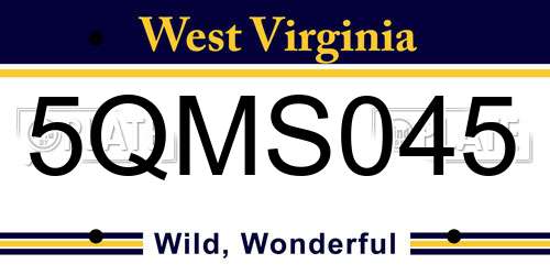 5QMS045 West Virginia License Plate