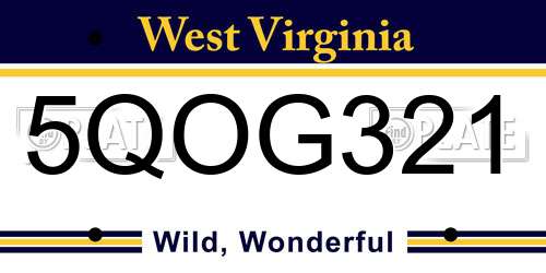 5QOG321 West Virginia License Plate