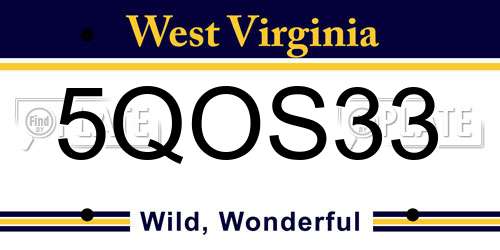 5QOS33 West Virginia License Plate