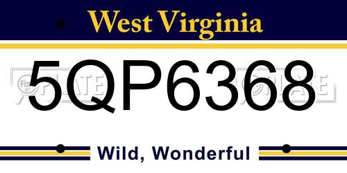 5QP6368 West Virginia License Plate