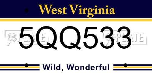 5QQ533 West Virginia License Plate