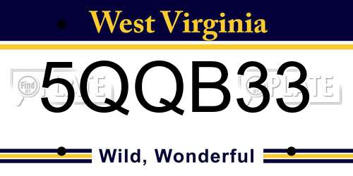 5QQB33 West Virginia License Plate
