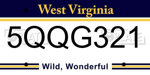 5QQG321 West Virginia License Plate