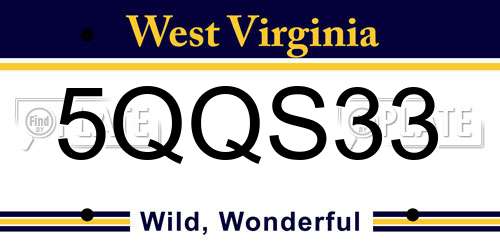 5QQS33 West Virginia License Plate