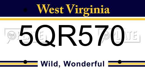 5QR570 West Virginia License Plate
