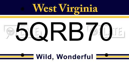 5QRB70 West Virginia License Plate