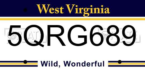 5QRG689 West Virginia License Plate
