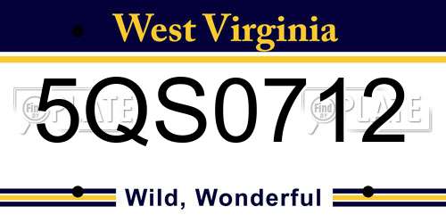5QS0712 West Virginia License Plate