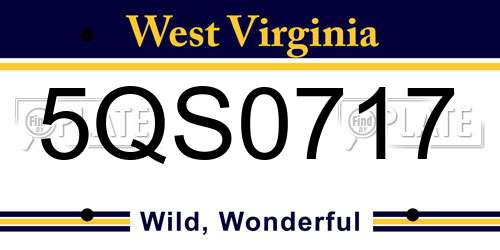 5QS0717 West Virginia License Plate
