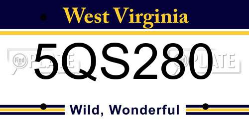 5QS280 West Virginia License Plate