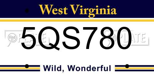 5QS780 West Virginia License Plate