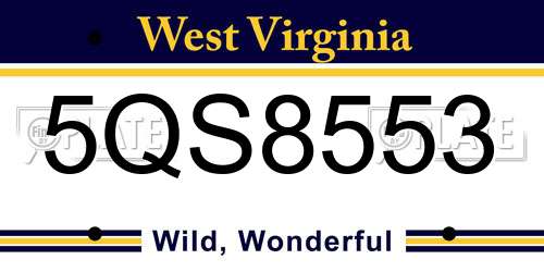 5QS8553 West Virginia License Plate