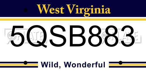 5QSB883 West Virginia License Plate