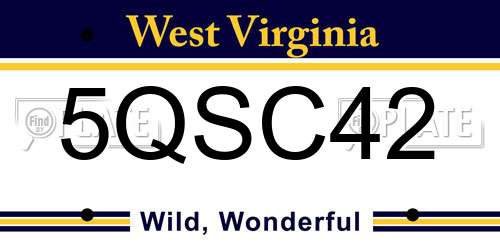 5QSC42 West Virginia License Plate