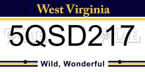 5QSD217 West Virginia License Plate