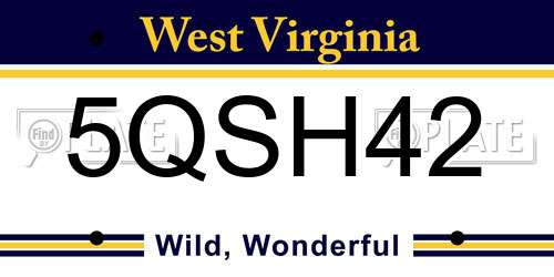 5QSH42 West Virginia License Plate