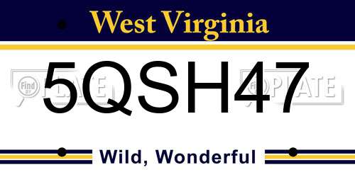 5QSH47 West Virginia License Plate