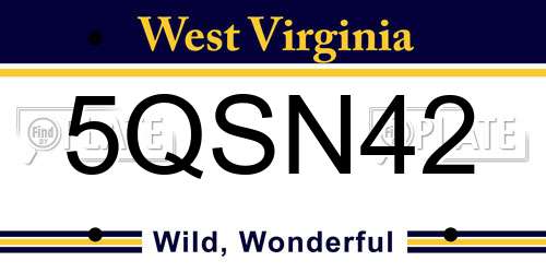 5QSN42 West Virginia License Plate