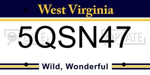 5QSN47 West Virginia License Plate
