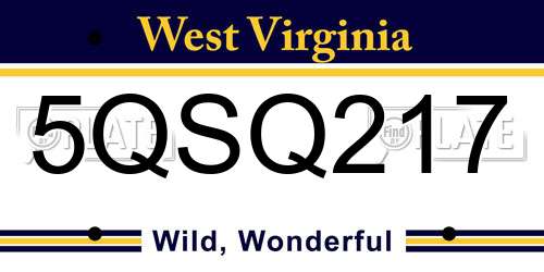 5QSQ217 West Virginia License Plate