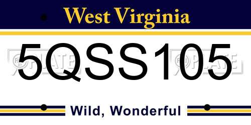 5QSS105 West Virginia License Plate