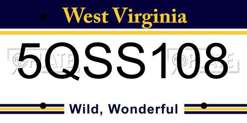 5QSS108 West Virginia License Plate