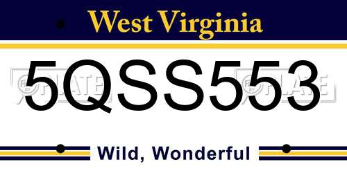 5QSS553 West Virginia License Plate