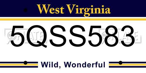 5QSS583 West Virginia License Plate