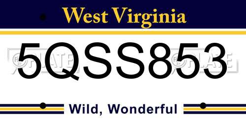 5QSS853 West Virginia License Plate
