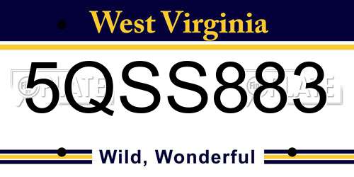 5QSS883 West Virginia License Plate