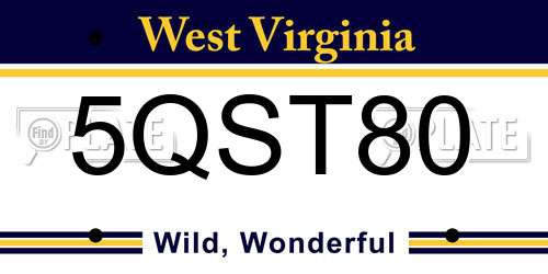 5QST80 West Virginia License Plate