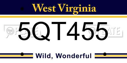 5QT455 West Virginia License Plate