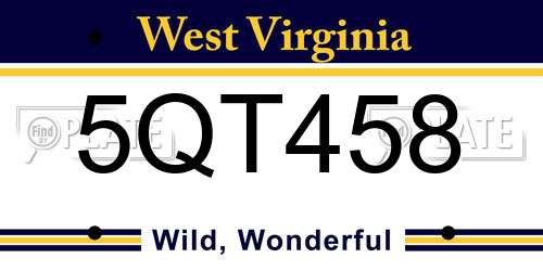 5QT458 West Virginia License Plate