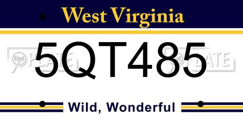 5QT485 West Virginia License Plate