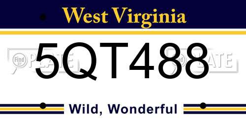 5QT488 West Virginia License Plate
