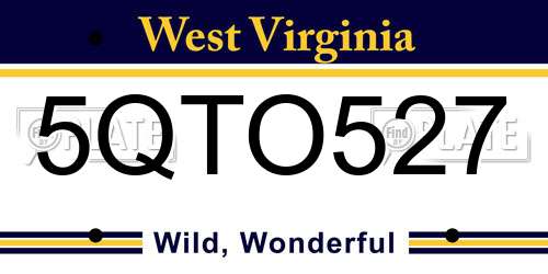 5QTO527 West Virginia License Plate