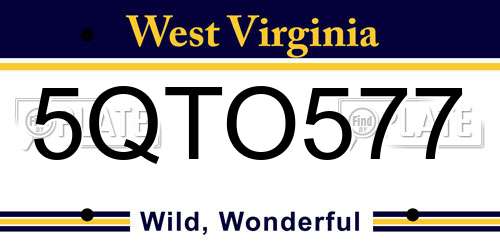 5QTO577 West Virginia License Plate