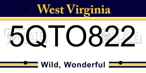 5QTO822 West Virginia License Plate