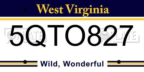 5QTO827 West Virginia License Plate