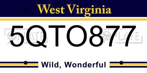 5QTO877 West Virginia License Plate