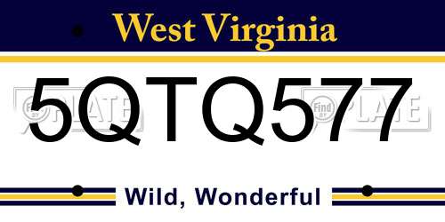 5QTQ577 West Virginia License Plate