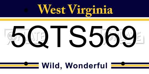 5QTS569 West Virginia License Plate