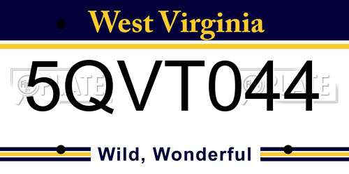 5QVT044 West Virginia License Plate