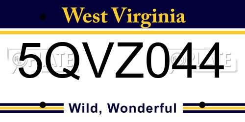 5QVZ044 West Virginia License Plate