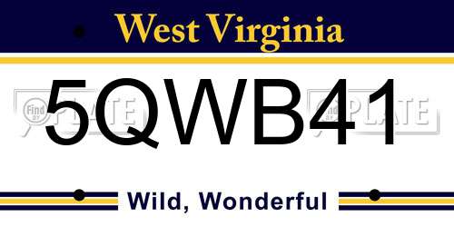 5QWB41 West Virginia License Plate