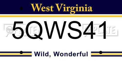 5QWS41 West Virginia License Plate