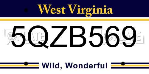 5QZB569 West Virginia License Plate