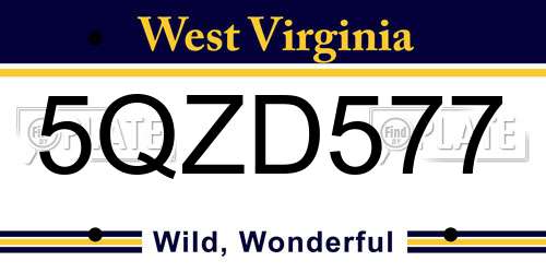 5QZD577 West Virginia License Plate
