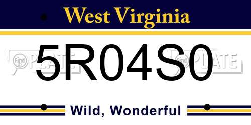 5R04S0 West Virginia License Plate