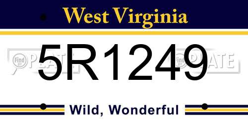 5R1249 West Virginia License Plate